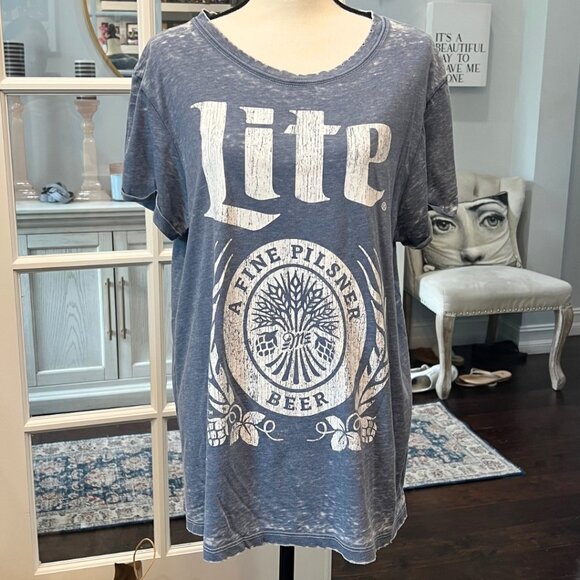 Recycled Karma Miller Light Beer Burnout Tee T-Shirt L - Picture 1 of 9